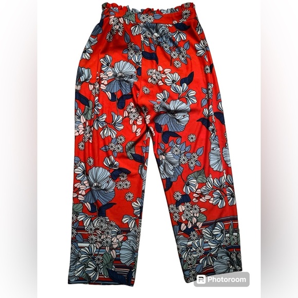 2 for $25 Orange Ladies Japanese floral design pants size small - Picture 3 of 5